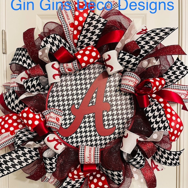 Roll Tide Alabama Football Themed Burlap Deco Mesh Wreath