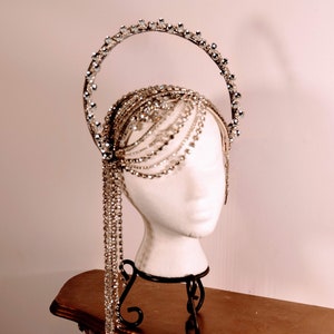 Diamond Hair Headpiece, Derby Headpiece, Festival Headpiece, Celestial Goddess 1920’s Halo Headpiece