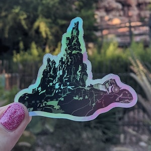 Holografiskt klistermärke inspirerat av berg-och-dalbanan Big Thunder Mountain Railroad | Disney World, Tokyo, Paris, Disneyland | Glansigt | Holo