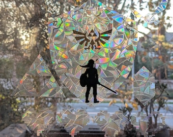 Attrape-soleil décoratif pour fenêtre inspiré de Zelda | Link | Épée et Bouclier de Légende | Twilight Princess | Breath of the Wild | Triforce | Créateur d'arc-en-ciel