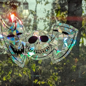 Suncatcher Window Cling Inspired by Nightmare Before Christmas | Lock Shock Barrel | NBC | Tim Burton | Bats | Rainbow Maker | No Adhesive