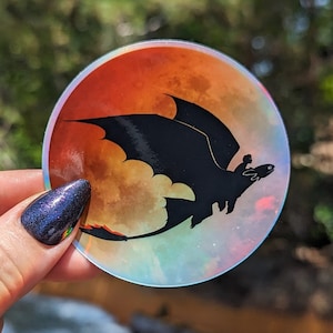 Holografische sticker geïnspireerd op How to Train Your Dragon | Tandeloos | De hik | Hemels silhouet