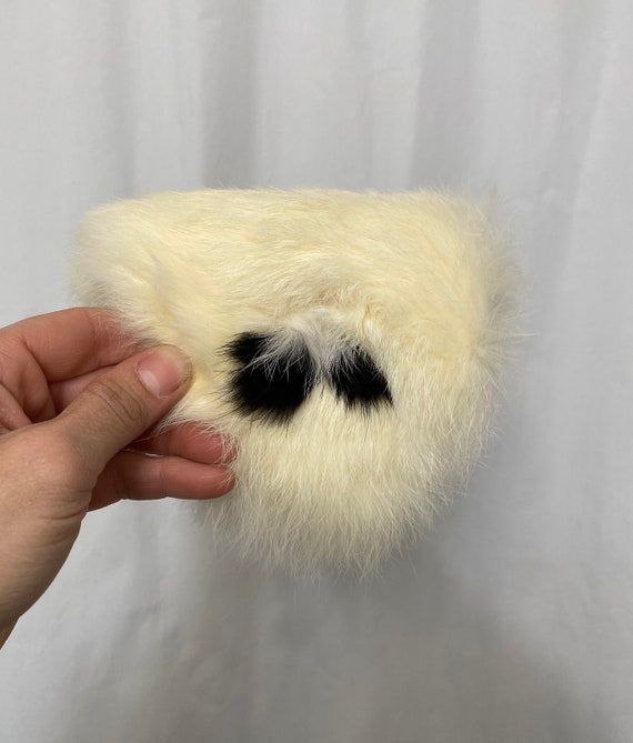 Vintage 50s 60s White and black Fur Headband styl… - image 3