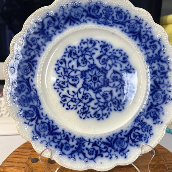 Antique W.H. Grindley flow blue “Doris” luncheon plate 9 inch