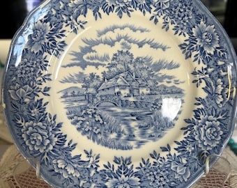 Vintage Salem China Company “English Village” Transferware dinner plate