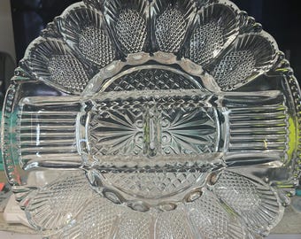 Vintage LE Smith Glass Company Egg Plate | Heritage Collection #567 | MCM 1950