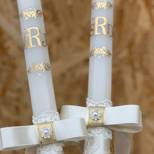 Personalized Orthodox Wedding Candles Greek Style Candles Etsy