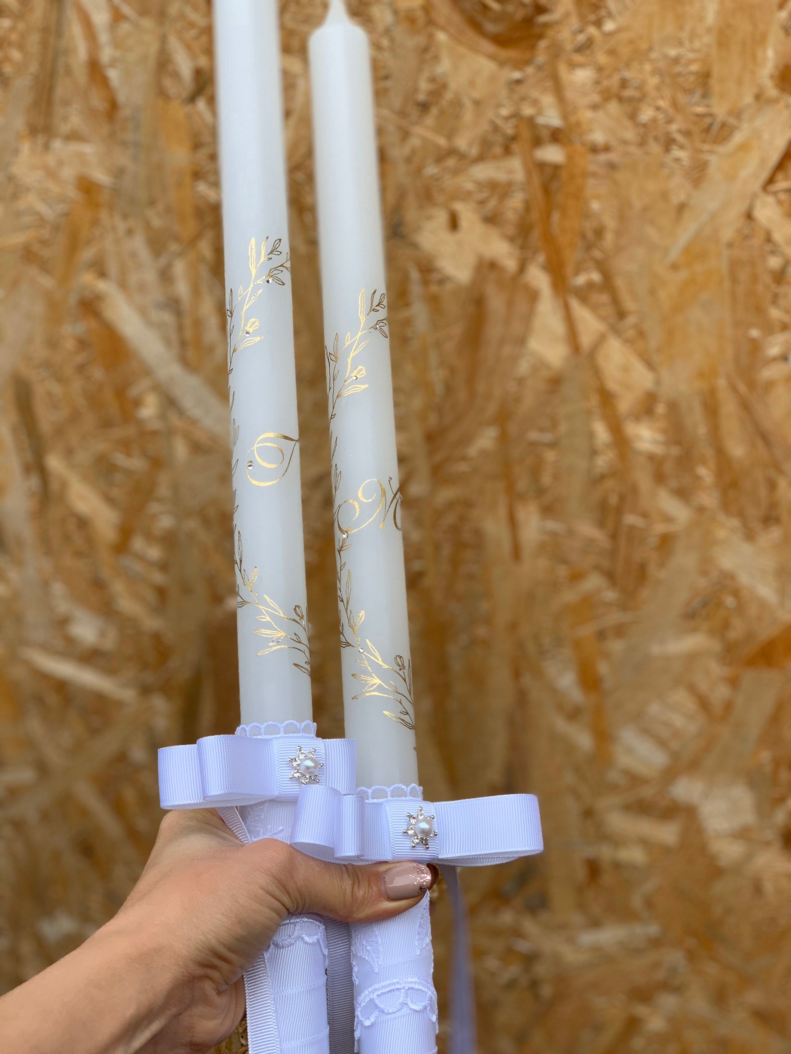 Greek Wedding Candles Orthodox Wedding Lambathes With Gold Etsy