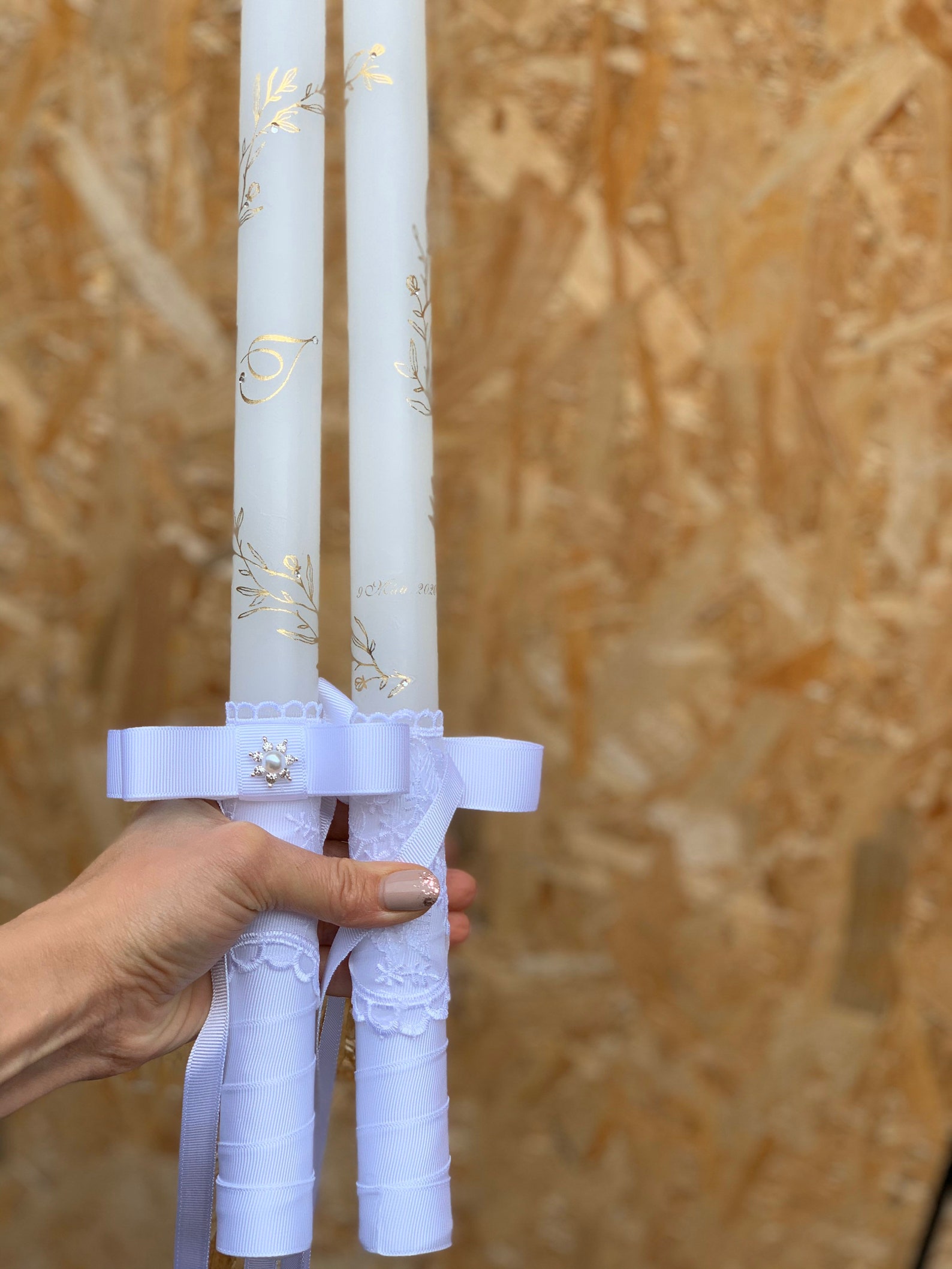 Greek Wedding Candles Orthodox Wedding Lambathes With Gold Etsy