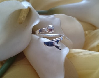 Sterling silver Rocket and planet adjustable ring
