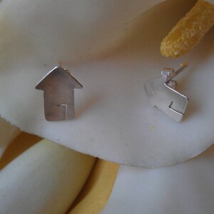 Sterling Silver House Stud Earrings