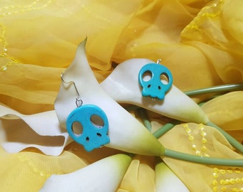 Sterling Silver Large Skull Earrings