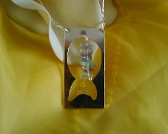 Sterling Silver and Fluorite Cut Out Fish Necklace