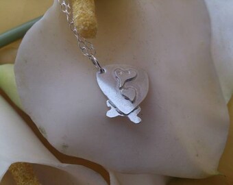 Sterling Silver Heart Owl Necklace