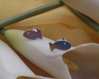 Sterling Silver Fish Stud Earrings