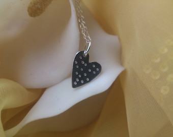 Sterling Silver Spotty Heart Necklace