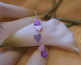 Sterling Silver and Shell Heart Bead Necklace