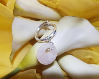 Sterling Silver and Rose Quartz Donut Adjustable Ring