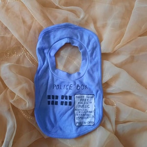 Cotton Police Box Baby Bib