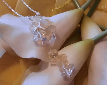 Sterling Silver Heart and Citrine Chip "Y" Shaped Necklace