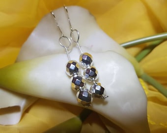 Sterling Silver and Hematite Mirror Ball Earrings