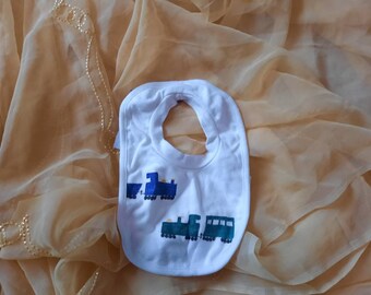 Cotton Trains Baby Bib