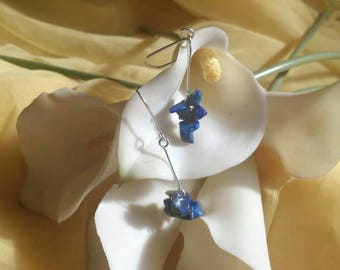 Sterling silver lapis lazuli cluster earrings