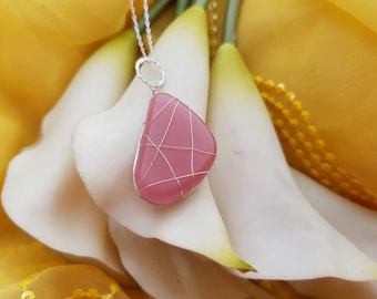 Sterling Silver Pink Glow in the Dark Necklace