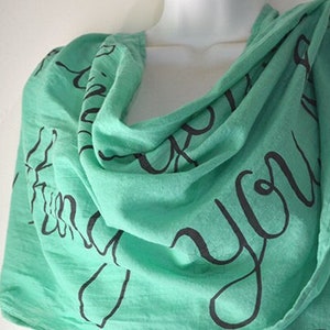 Custom Script Scarf (100% Cotton Voile) - Personalized Message Shawl, Custom Quote Scarf, Friendship Gift, Cotton Anniversary Gifts for Her