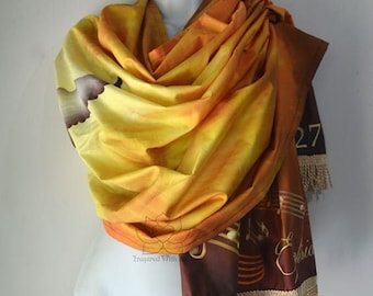 Custom Sunset Dove Psalm 27 & Ephesians 4:11 Music Notes Cotton Sateen Scripture Christian bible verse Prayer shawl gifts for her