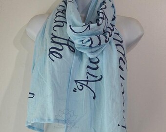 Custom Script Scarf (100% Cotton Gauze) - Personalized Message Shawl, Custom Quote Scarf, Friendship Gift, Cotton Anniversary, Gifts for Her