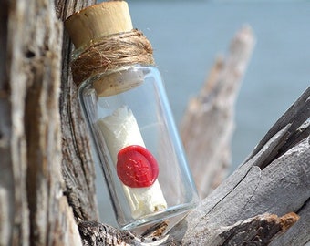 Black Ink Calligraphy Message in a Mini Bottle Wax Seal, Engagement Proposal, Paper Cotton Anniversary, Groomsman Proposal, Bridesmaid Gifts