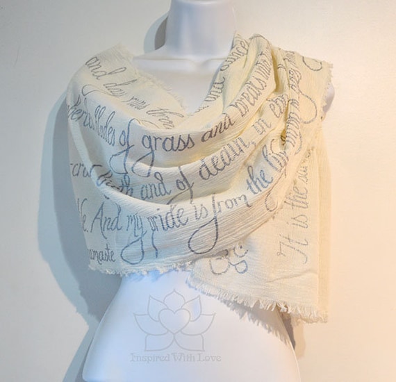 Custom Message 100% Cotton Gauze Navy Shawl - Inspired With Love