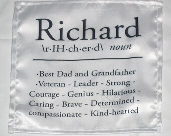 Custom Personalized Name Meaning Satin Pocket Square Gift For Him, Inspired With Love