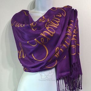 Custom Jehovah Names of God scarf, Personalized Spiritual Prayer Scripture Christian bible verse shawl gift for her Inspired With Love