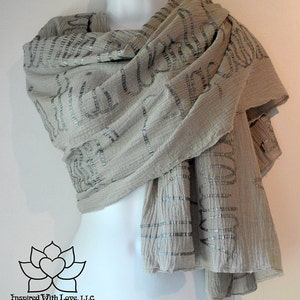 Custom Script Scarf (100% Cotton Gauze) - Personalized Message Shawl, Custom Quote Scarf, Friendship Gift, Cotton Anniversary, Gifts for Her