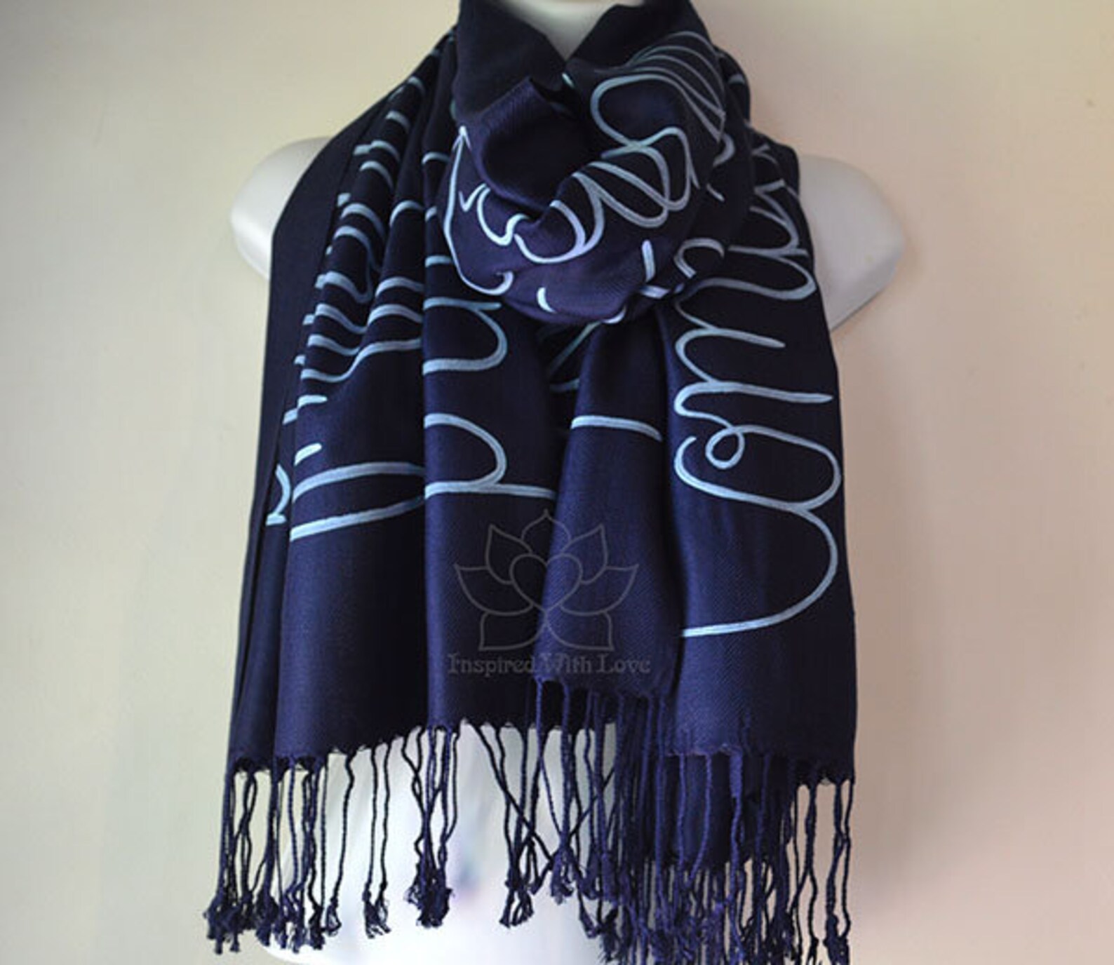 Custom Script Word Scarf Personalized Hidden Secret Messages Etsy
