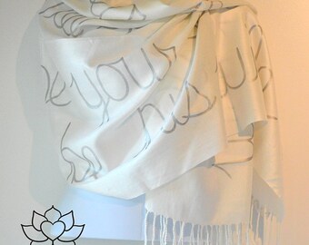 Custom Jane Eyre Script Scarf, Charlotte Bronte I am no bird Hidden Secret Message Literary Book Lover Quote Shawl Gifts,  (Viscose/Acrylic)