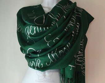 Custom Quote Giver Scarf, Gifts for her, Gifts for mom, Custom Script Scarf, Personalized Hidden Secret Message Friendship Book Scarf (V/A)