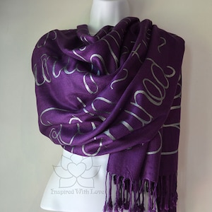 Custom Script Scarf, Personalized Hidden Secret Message Shawl, Teacher Retirement Student Inspirational Words Scarf, Gifts for Her (Viscose)