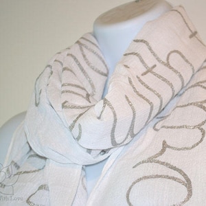 Custom Script Scarf (100% Cotton Gauze) - Rustic Personalized Message Shawl, Custom Quote Scarf, Friendship Gift, Cotton Anniversary for her
