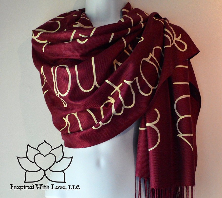 Custom Script Scarf, Personalized Message Bridesmaid Proposal Wedding Gift, Friendship Literary Book Inspiring Quote Shawl (Viscose/Acrylic)