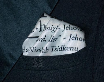 Jehovah Names of God Satin Pocket Square, Christian Gift For Him, Inspired With Love