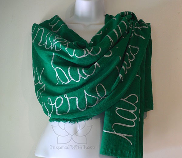Custom Script Message 100% Silk Solid Black Scarf (Made to Order