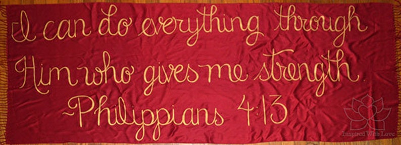 Custom I Can Do Everything Through Him Who Gives Me Strength scripture shawl, Philippians 4:13 Christian bible verse scarf gifts for her image 4