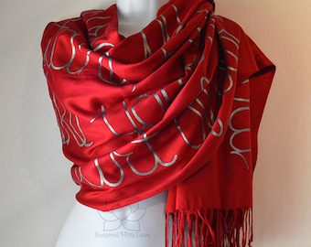 Custom Script Scarf, Personalized Hidden Secret Message Bridesmaid Proposal Wedding Gifts for her, Mother of Bride shawl (Viscose/Acrylic)