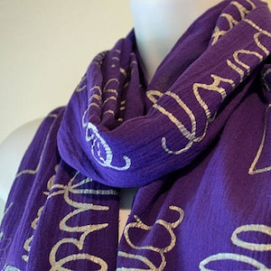 Custom Script Scarf (100% Cotton Gauze) - Personalized Message Shawl, Custom Quote Scarf, Friendship Gift, Cotton Anniversary, Gifts for Her