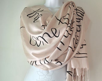 Custom Lamentations 3:22-23 The steadfast love of the Lord never ceases Christian Bible Scripture Verse Script Scarf, Gift for her Shawl