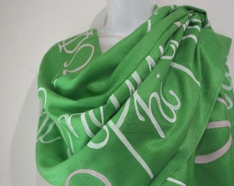 Custom Phi Phi Omega PPO Sorority Chapter script scarf, Hidden Secret Message Shawl Gifts for Her - Made To Order - Inspired With Love