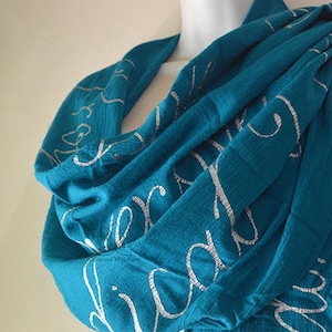 Custom Script Scarf (100% Cotton Gauze) - Personalized Message Shawl, Custom Quote Scarf, Friendship Gift, Cotton Anniversary, Gifts for Her